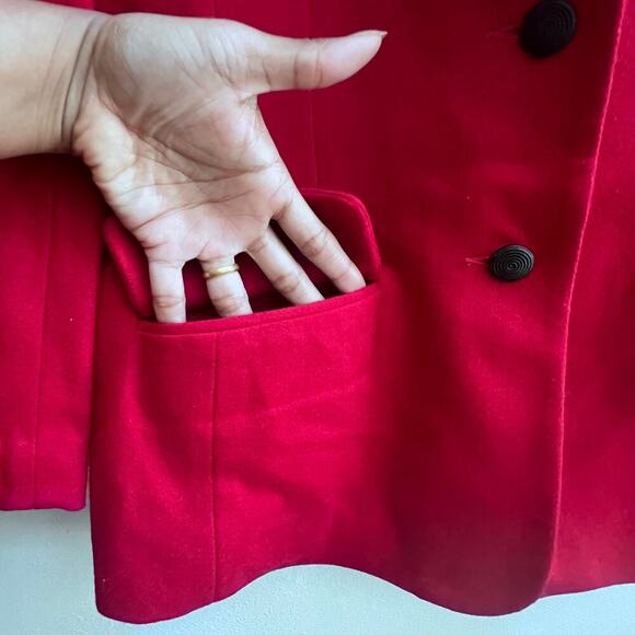 Requirements Vintage Women's 100% Wool 3 Buttons Red Blazer Jacket Old Money 10 - Picture 4 of 8